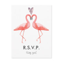 Flamingo's Tropische bruiloft RSVP briefkaart sjab