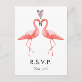 Flamingo's Tropische bruiloft RSVP briefkaart sjab