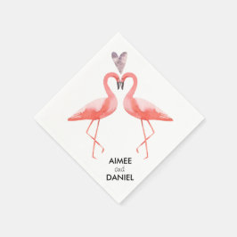 Flamingo's tropische bruiloft servetten