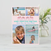 Flamingos Tropische kerstfoto Collage Pink Feestdagenkaart (Staand voorkant)