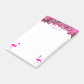 Flamingos & Tropische magenta roze bloemen op wit Post-it® Notes (Schuin)