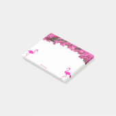 Flamingos & Tropische magenta roze bloemen op wit Post-it® Notes (Schuin)