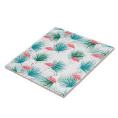 Flamingo's Tropische Palmetto Bladeren Tegeltje (Zijkant)