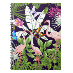 Flamingo's, tropische planten: . notitieboek