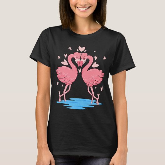 Flamingos Valentijnsdag voor een paar in liefde T-shirt (Voorkant)