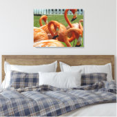Flamingo's van dichtbij canvasprint canvas afdruk (Insitu (Slaapkamer))