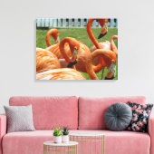 Flamingo's van dichtbij canvasprint canvas afdruk (Insitu (Woonkamer))