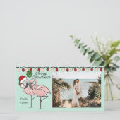 Flamingo's van maretak feestdagenkaart (Staand voorkant)