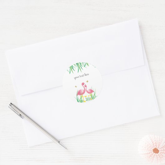 Flamingo's Verjaardag Sticker (Envelop)