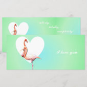 Flamingo's verliefd op minty groene achtergrond (Voorkant / Achterkant)