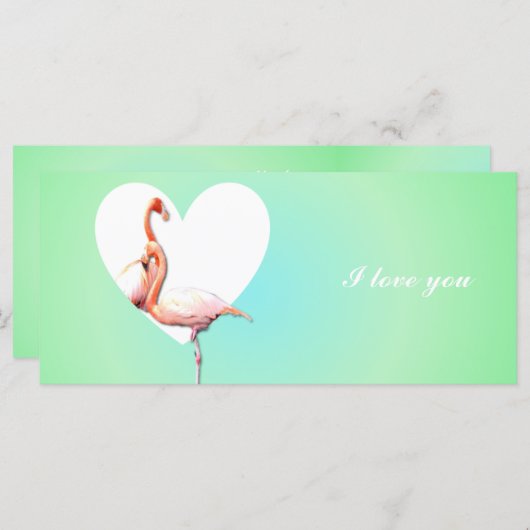 Flamingo's verliefd op minty groene achtergrond (Voorkant / Achterkant)