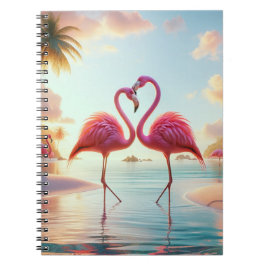 Flamingo's Verliefd op Tropisch Strand Notitieboek