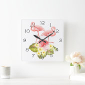 Flamingos Vierkante Klok (Huis)