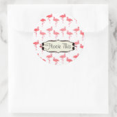 Flamingo's Vliegen Op Deze Grappige Flamingo Ronde Sticker (Tas)