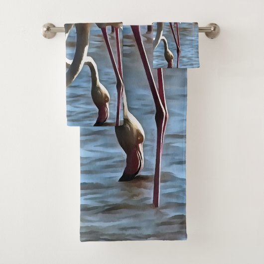 Flamingos voedingstijd Acrylverf Bad Handdoek (Insitu)