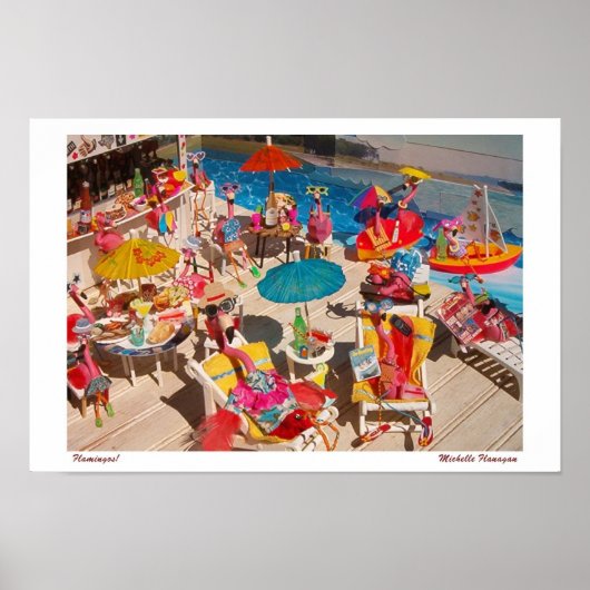 'Flamingos!' voor afdrukken/Poster (geen rand) Poster (Voorkant)