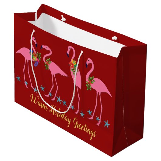Flamingos Warm-kerstcadeau voor groot papier Cadeauzakje (Voorkant Gekanteld)