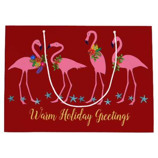 Flamingos Warm-kerstcadeau voor groot papier Groot Cadeauzakje (Voorkant)