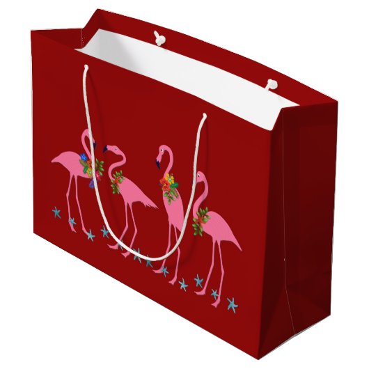 Flamingos Warm-kerstcadeau voor groot papier Groot Cadeauzakje (Achterkant Gekanteld)