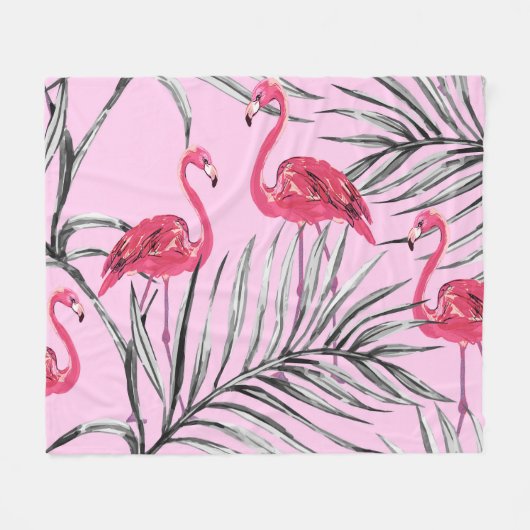 Flamingo's, waterverf. fleece deken (Voorkant (Horizontaal))