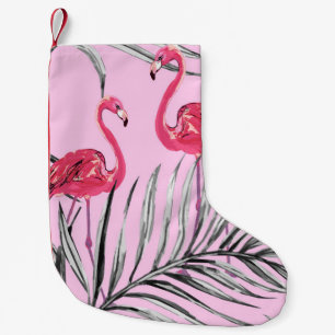 Flamingo's, waterverf. kleine kerstsok