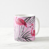 Flamingo's,  waterverf. koffiemok (Voorkant rechts)