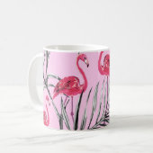 Flamingo's,  waterverf. koffiemok (Voorkant links)