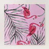 Flamingo's, waterverf. legpuzzel (Horizontaal)