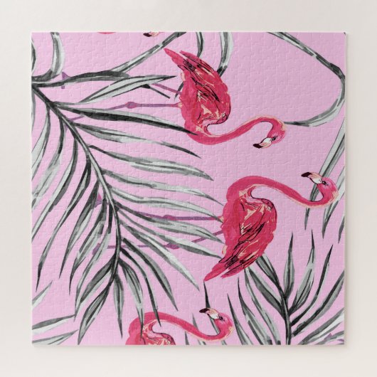 Flamingo's,  waterverf. legpuzzel (Horizontaal)