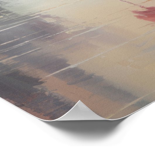 Flamingos Zeegezicht Oerwoud Waterverf Print (Hoek)