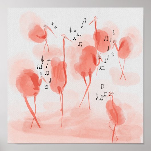 Flamingos zinging poster (Voorkant)