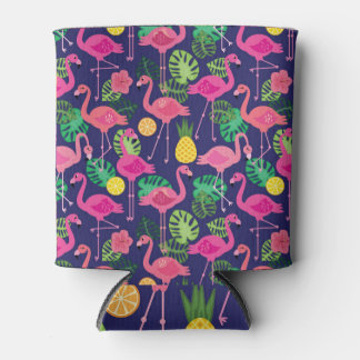 flamingo's, zomerelementen blikjeskoeler