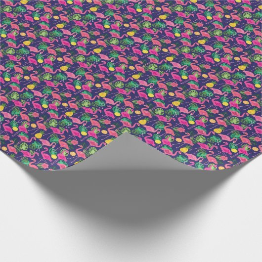  flamingo's, zomerelementen cadeaupapier (Hoek)