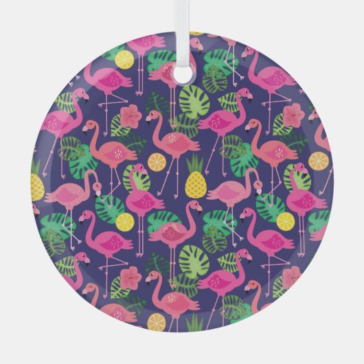  flamingo's, zomerelementen glas ornament (Voorkant)