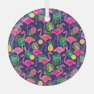 flamingo's, zomerelementen glas ornament