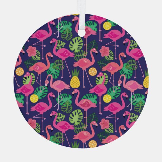  flamingo's, zomerelementen glas ornament (Achterkant)