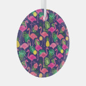  flamingo's, zomerelementen glas ornament (Voorkant Rechts)