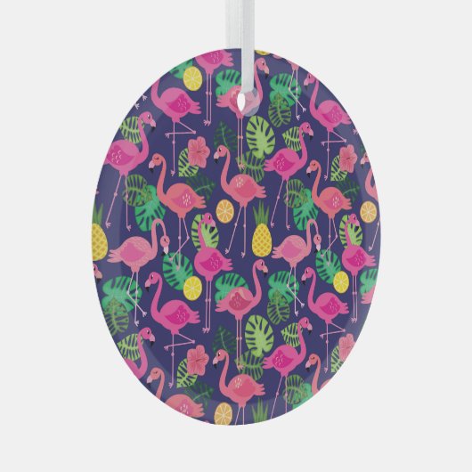  flamingo's, zomerelementen glas ornament (Voorkant Rechts)