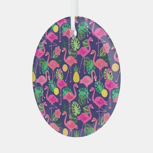  flamingo's, zomerelementen glas ornament (Voorkant links)