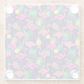 flamingo's, zomerelementen glazen onderzetter (Achterkant)