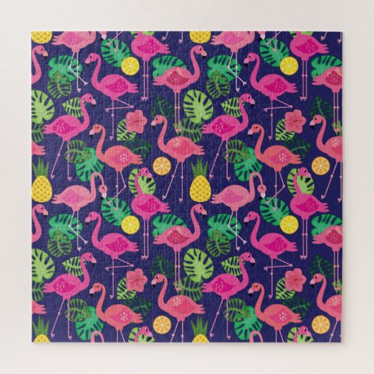 flamingo's, zomerelementen legpuzzel (Verticaal)