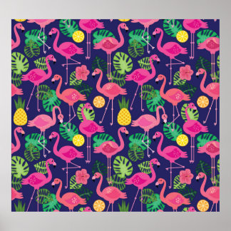 flamingo's, zomerelementen poster