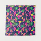 flamingo's, zomerelementen wandkleed (Voorkant (horizontaal))