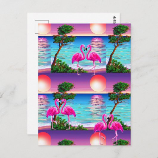Flamingo's Zon Briefkaart (Voorkant / Achterkant)