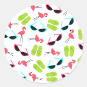 Flamingo's & Zonnebril Envelop Seal Sticker (Voorkant)