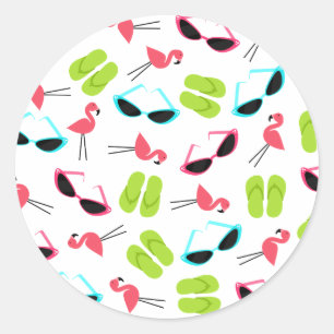Flamingo's & Zonnebril Envelop Seal Sticker
