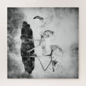 Flamingo's Zwart-wit Waterverf Legpuzzel (Horizontaal)