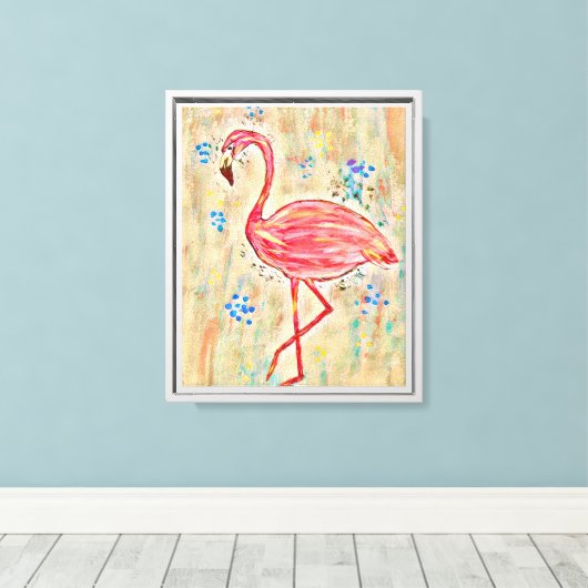 Flamingoschilderij Ingelijst Canvas aan de Wand Afdruk (Insitu (Houten vloer))