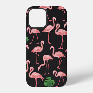 flamingovogel met monstera palmblad patroon. iPhone 12 hoesje