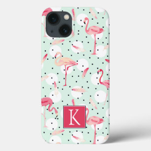 Flamingovogel Met Veren Voeg Uw Initiaal Toe iPhone 13 Hoesje